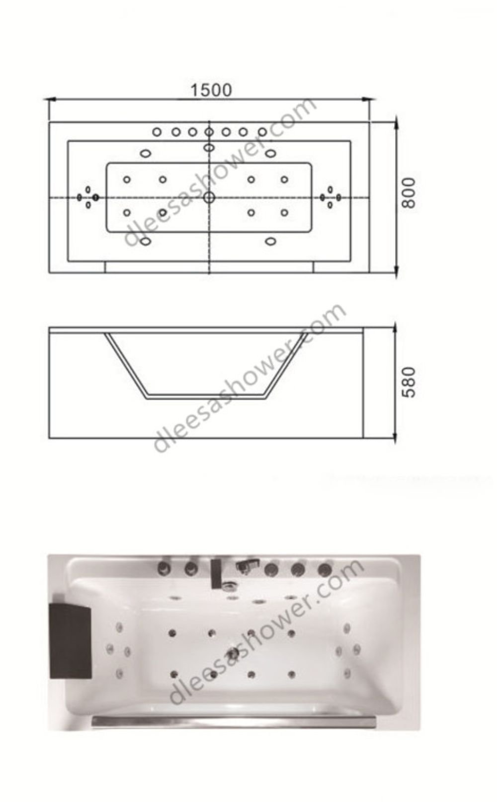 structure for glass whirlpool bathtub